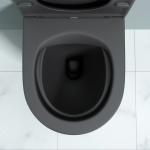 Schwarzes WC von innen mit Tiefspülung