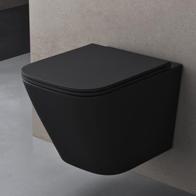doporro® Hänge-WC Spülrandlos Hänge-Toilette  mit Tiefspüler inkl. Soft-Close Absenkautomatik matt schwarz aus Keramik Wandmontage Aachen112