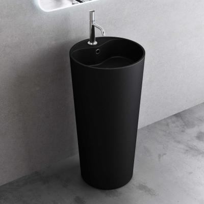 doporro® freistehendes Standwaschbecken BTH: 45x45x90cm  matt schwarz aus Mineralguss Waschtisch Waschplatz Standsäule Colossum35