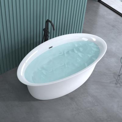doporro® Badewanne Freistehende Design-Badewanne oval 170x88x65cm inkl. Ablaufgarnitur und Überlauf aus Acryl in Weiß und DIN-Anschlüssen  Vicenza543OA