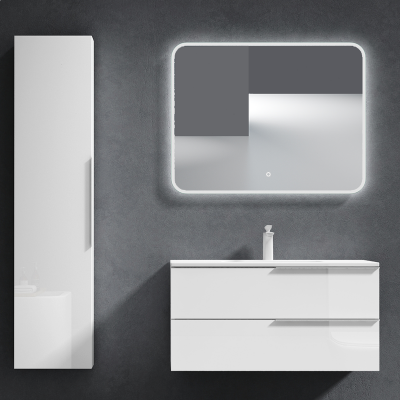 doporro® Badmöbel-Set Waschbecken-unterschrank Wandmontage Waschplatz in Weiß BTH: 90x48x47 cm, inkl. Mineralguss-Waschbecken Paestum