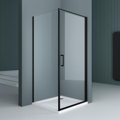 Duschkabine Schwingtür Eckeinstieg Duschabtrennung 8mm Nano ESG R36-Plus schwarz