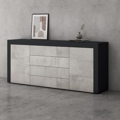 doporro® Sideboard Kommode in Anthrazit matt und Beton 167x36 cm Aufbewahrungsschrank Holz Bodenstehend Schrank 03