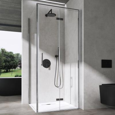 doporro® Eck-Duschkabine 75x75x195cm Eckdusche Chrom Duschbatrennung mit Falttür ESG-Sicherheitsglas Klarglas Ravenna37K-Plus