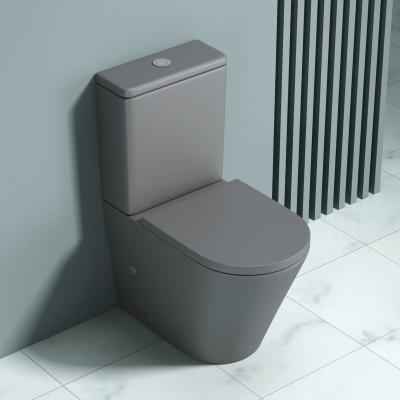 Spülrandlos Stand WC Keramik Toilette weiß Spülkasten Softclose WC-Sitz A304T 