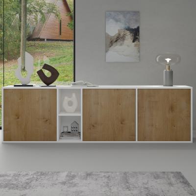 doporro® Sideboard Kommode BTH1800x360x526mm in Matt Weiß und Kerneiche Aufbewahrungsschrank Hängend oder Stehend  Schrank 02