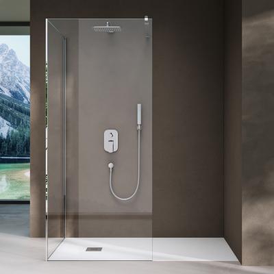 Duschwand Walk-In Dusche Duschtrennwand mit Stabilisator Eckdusche aus 8mm ESG-Sicherheitsglas Klarglas inkl. Nano Bremen-L