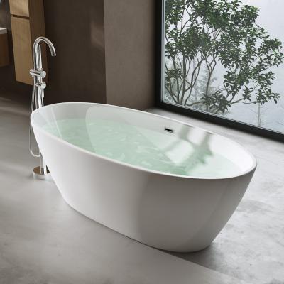 doporro® Badewanne Freistehende Design-Badewanne 150x79x56cm Oval Weiß Acryl-Standbadewanne mit Ablaufgarnitur DIN-Anschlüssen Vicenza599