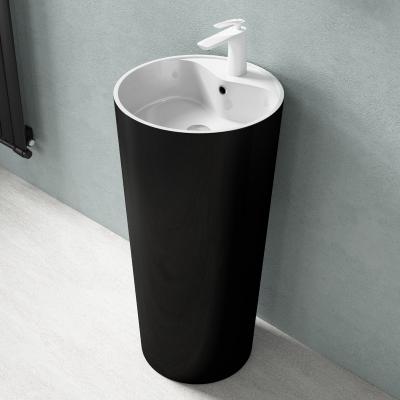 Standwaschbecken schwarz aus Gussmarmor Stand Waschtischsäule Waschbecken Col35