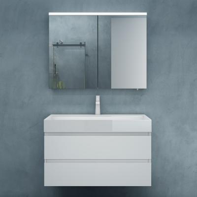 doporro® Spiegelschrank Bad mit LED Beleuchtung Badezimmerschrank Hängeschrank Badezimmerspiegel BxTxH 50x15x70 cm Weiß matt Spiegelschrank-03