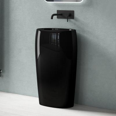 Standwaschbecken schwarz aus Gussmarmor Stand Waschtischsäule Waschbecken Col32