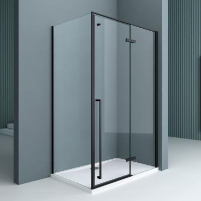 doporro® Duschkabine Duschabtrennung 75x100x195cm Eckdusche Ravenna64K schwarz mit Duschtasse aus Sanitär-Acryl ESG-Sicherheitsglas Klarglas