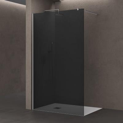 doporro® Duschwand Duschtrennwand 90x200 Walk-In Dusche mit Stabilisator Bremen01 VG aus Echtglas 8mm ESG-Sicherheitsglas vollgrau inkl. Nanobeschichtung