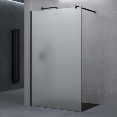 doporro® Duschwand Duschtrennwand 100x200cm Walk-In Dusche  aus Echtglas mit schwarzem Stabilisator 10mm ESG-Sicherheitsglas satiniert inkl. Nanobeschichtung Bremen02VS schwarz