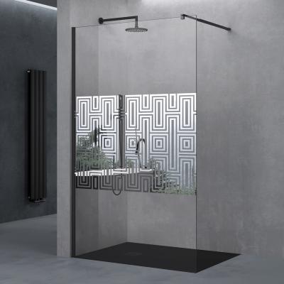 doporro® Duschwand Walk-In Dusche 100x200 cm mit Stabilisator aus Edelstahl Duschabtrennung aus Echtglas 10mm ESG-Sicherheitsglas inkl. Nano-Beschichtung Bremen02Schwarz-DM