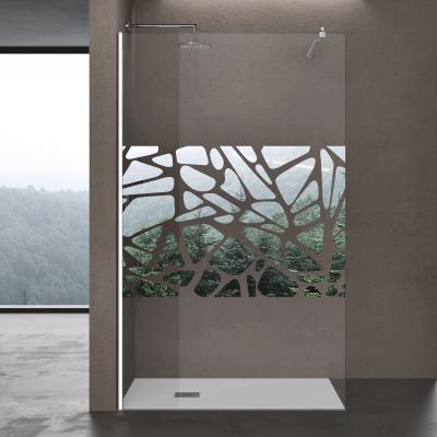 doporro® Walk-In Dusche Duschwand mit rundem Stabilisator aus Edelstahl  120x200 cm Duschabtrennung aus Echtglas Bremen02BL