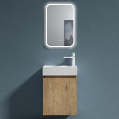 doporro® Badmöbelset Waschbecken-Unterschrank für Gäste-WC 46cm in Kerneiche Design Waschplatz Wandmontage Pisa