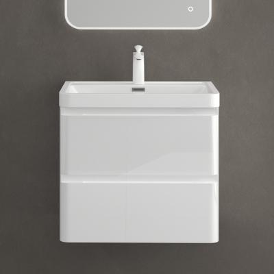 doporro®  Waschbeckenunterschrank Waschtisch mit Unterschrank Wandmontage in weiß BTH: 60x42x50 cm inkl. Mineralguss-Waschbecken Lucca