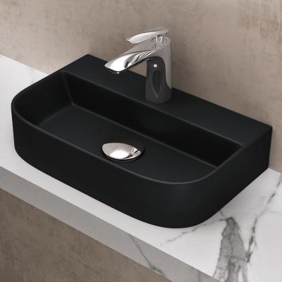 doporro® Aufsatzwaschbecken Hängewaschbecken Keramik matt schwarz 380x235x80 mm Gäste-WC Handwaschbecken Waschschale Waschtisch Brüssel003