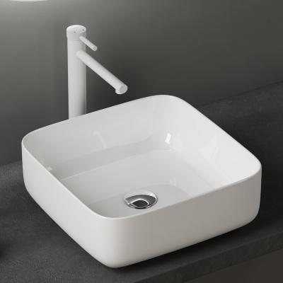 doporro® Aufsatzwaschbecken Keramik Waschbecken 385x385x140 mm weiß glänzend Gäste WC Handwaschbecken  Brüssel106