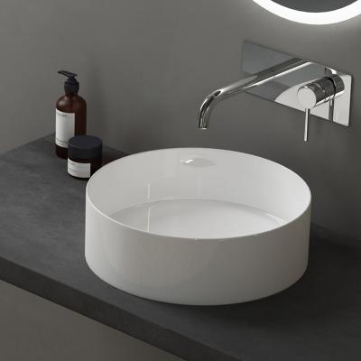 doporro® Aufsatzwaschbecken Keramik Waschbecken Rund Waschschlae 31x31x11 cm Gäste-WC weiß glänzend Handwaschbecken Waschtisch Brüssel203