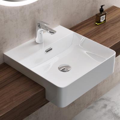 doporro® Einbauwashbecken Keramik Waschbecken  Eckig Waschtisch Handwaschbecken in weiß glänzend Bad 425x425x125 mm Brüssel702