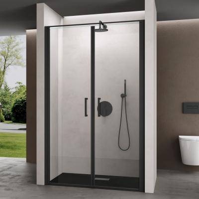 doporro® Nischentür Nischendrehtür Duschabtrennung 90x195cm Duschtür aus Klarglas mit Hebe- und Senkmechanismus  Schwarz Teramo66K