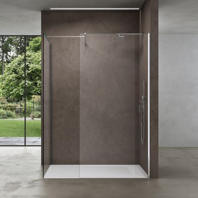 Duschwand Duschabtrennung Walk-In Dusche aus 2 festen Glaselementen mit Stabilisator aus Echtglas 8mm ESG-Sicherheitsglas Klarglas inkl. Nano Bremen01K-T
