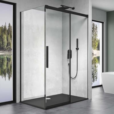 doporro® Duschkabine Rav12 Schwarz 80x100x195cm Eckdusche Rechts-oder Linkseinstieg ESG-Sicherheitsglas Klarglas Soft-Close