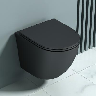 Spülrandlos Schwarz Wand-WC Spülrandloses Toilette Softclose A179-schwarz