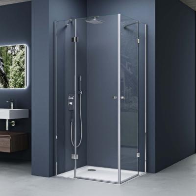 doporro® Duschkabine Eckdusche 90x90x190cm Glasdusche inkl.4cm flacher Duschtasse in Weiß ESG-Sicherheitsglas Klarglas inkl. Easy-Clean-Beschichtung und DIN-Anschlüssen R01K