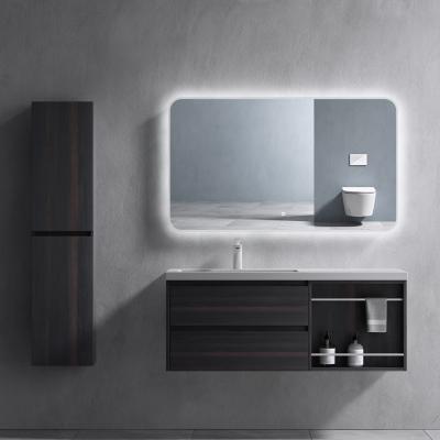  doporro® Badmöbel Badmöbel-Set  Waschplatz 120x46x49cm Waschbecken-Unterschrank inkl. Mineralguss-Waschbecken Vulkan Wandmontage Open 