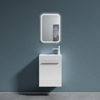 doporro® Badmöbelset Waschbecken-Unterschrank für Gäste-WC 46cm in white Design Waschplatz Wandmontage Pisa