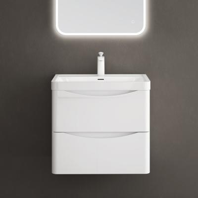 doporro® Bademöbel-set Waschbeckenunterschrank  in glänzend weiß BTH: 60x42x50 cm inkl. Mineralguss-Waschbecken Wandmontage Smile