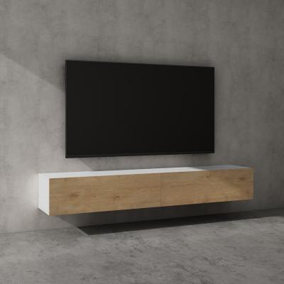 doporro® TV Lowboard TV-Schrank Fernsehschrank Holz 160 cm in matt Weiß und Kerneiche Hängend oder Stehend Fernsehtisch Fernsehschrank02