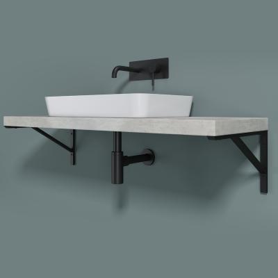 doporro® Wandkonsole  Waschtischkonsole aus Edelstahl Schwarz Regalträger Regalhalter WH02