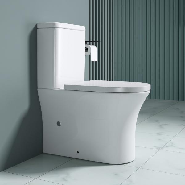 Stand-WC mit Spülkasten Softclose WC-Sitz Deckel Toilette WC Keramik Schwarz 