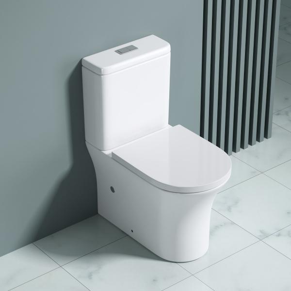 Wc Deckel Spülrandloses Toilette Stand wc komplett set mit Spülkasten KERAMIK 