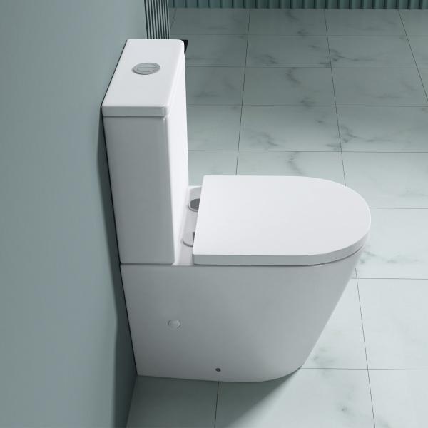 Spülrandloses WC mit Spülkasten Stand-Toilette Soft-Close WC-Sitz Toilette 