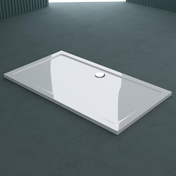 doporro® Duschtasse Duschwanne 70x140x4 flach aus Acryl in Weiß Rechteckig DINAnschlüsse für