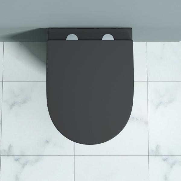 Schwarze Toilette von oben